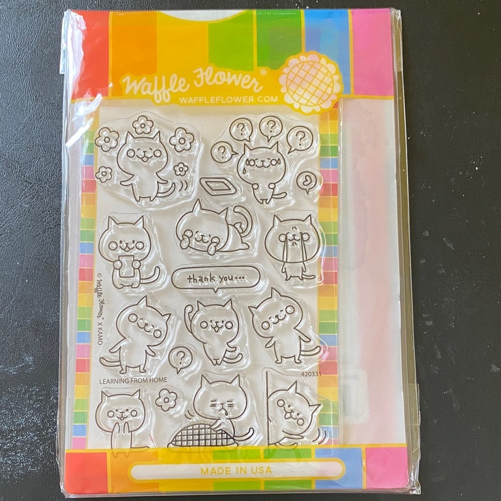 Waffle Flower Learning From Home Cat Stamp Set